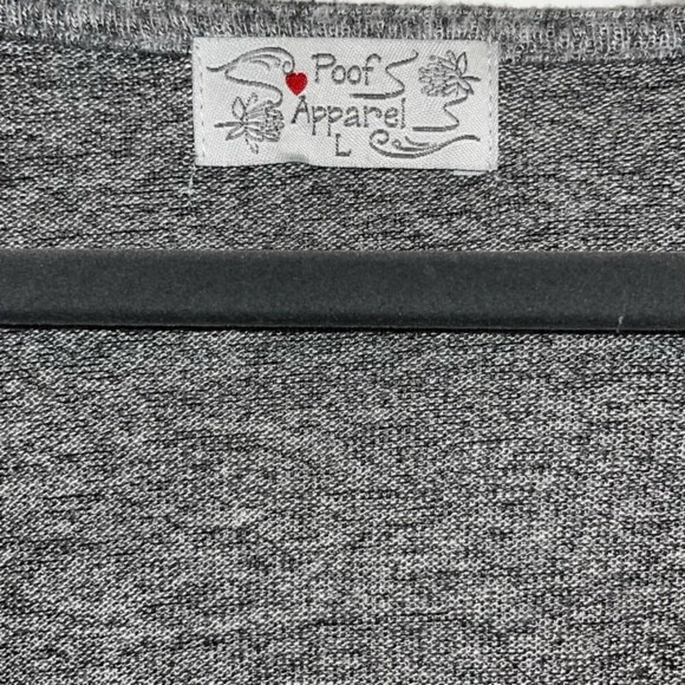 Poof Apparel Knit Top Grey Long Sleeve Button Front V Neck Womens Size Large - Picture 3 of 5